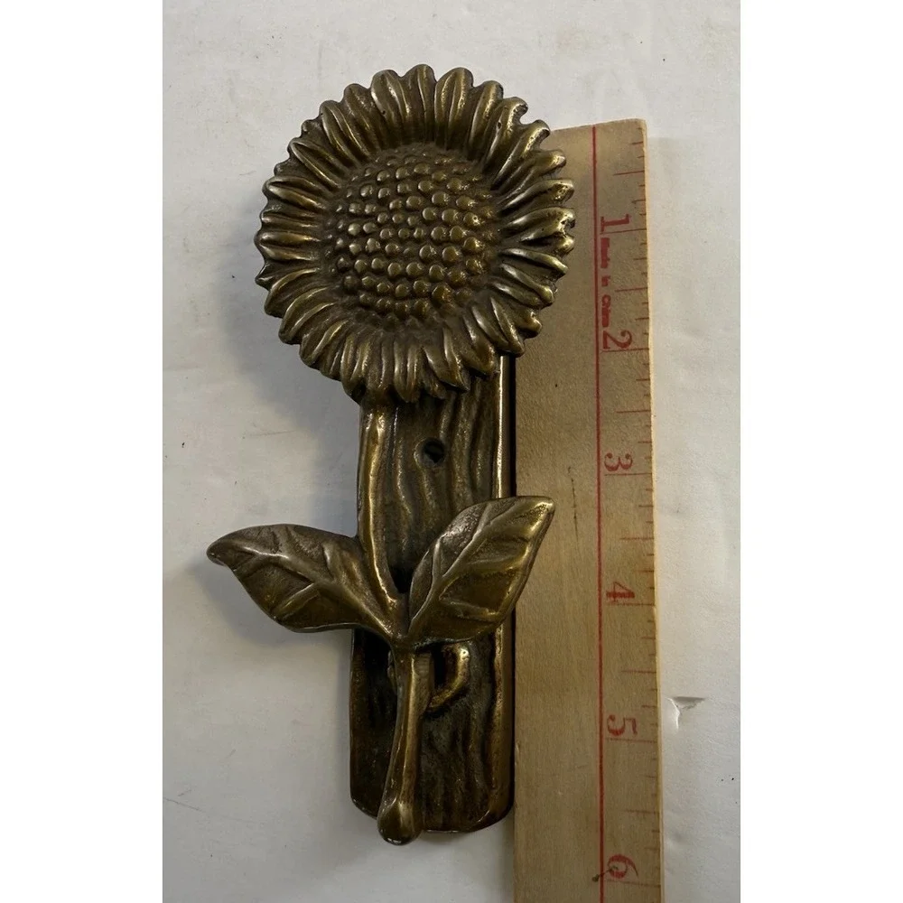 Vintage Solid Brass Sunflower Door Knocker 5.5